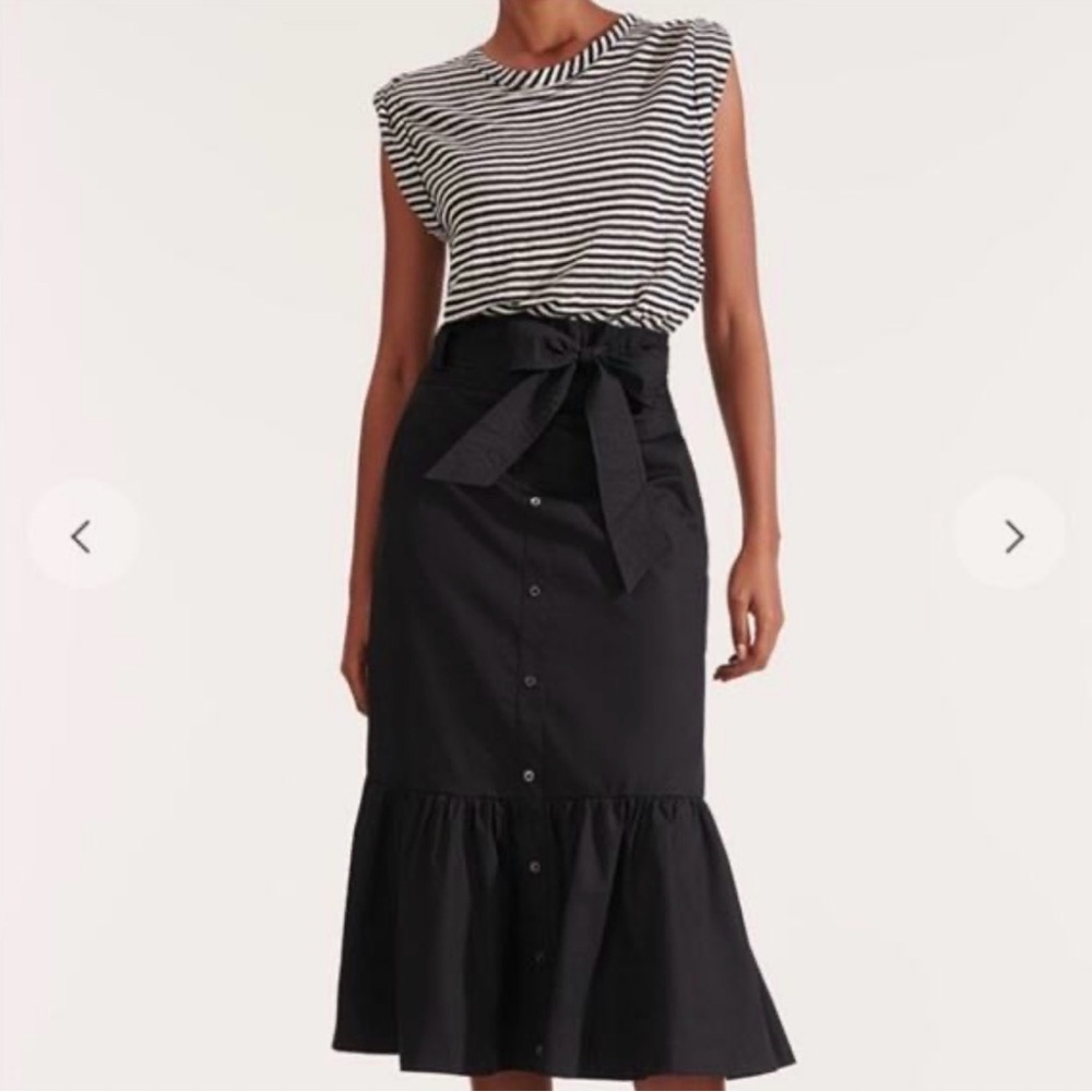 Veronica Beard Black White Striped Long Capri Linen Dress Size M